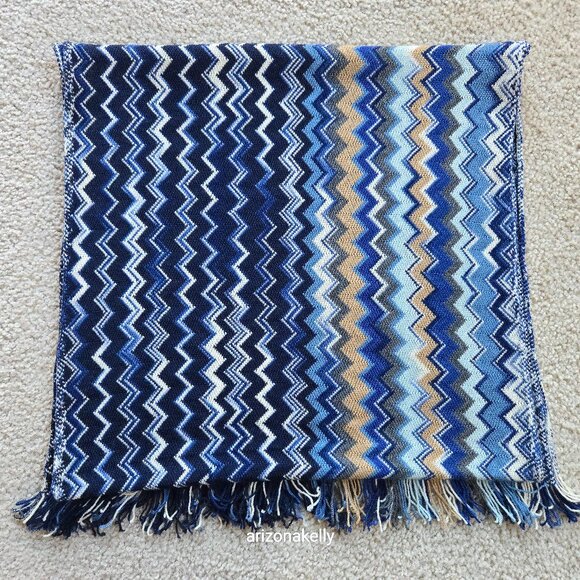 Missoni Accessories - MIssoni 100% Wool Blue Zig Zag Scarf